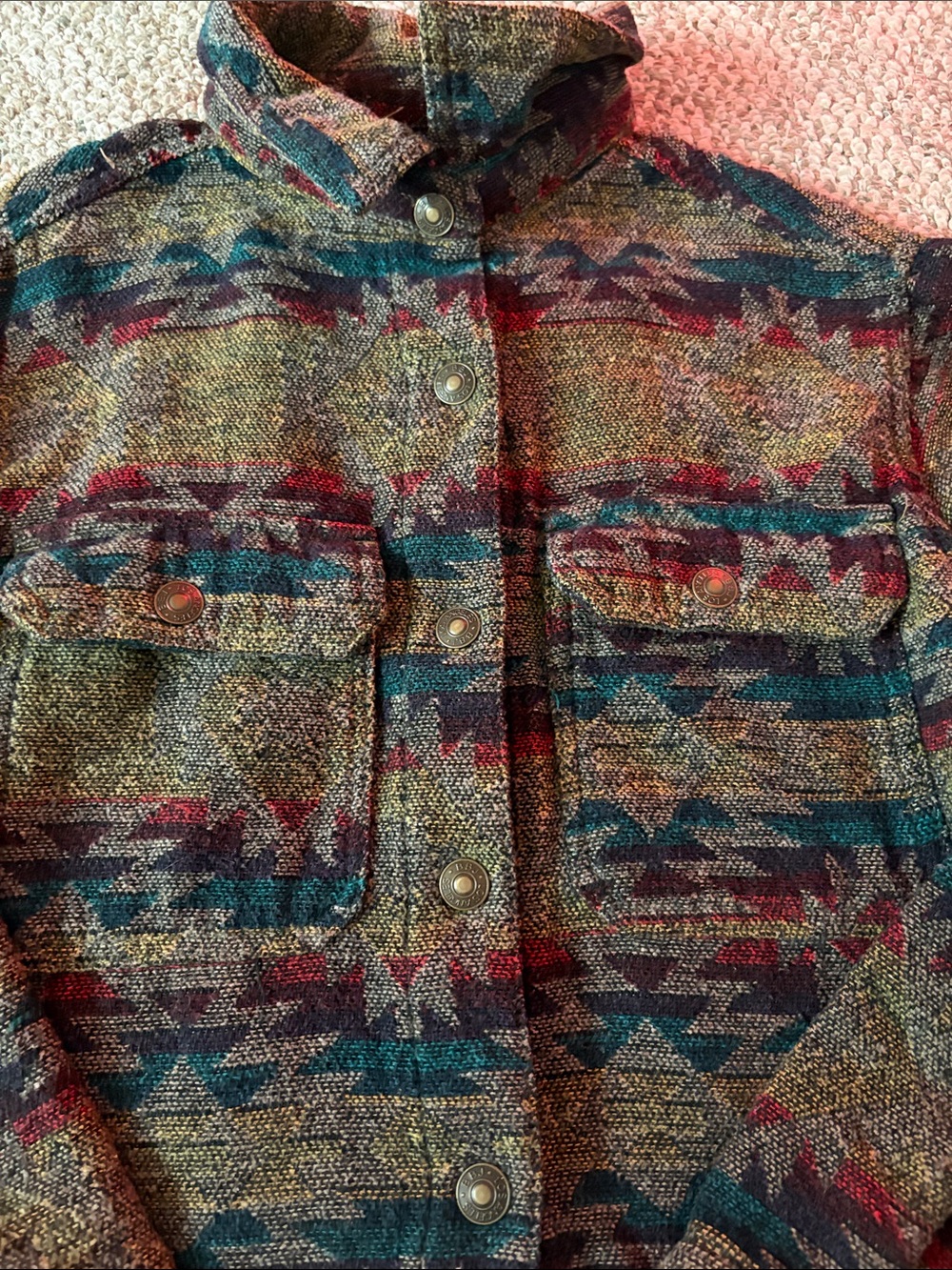 Cropped Aztec Pattern Jacket - Multicolor - Picture 2 of 4